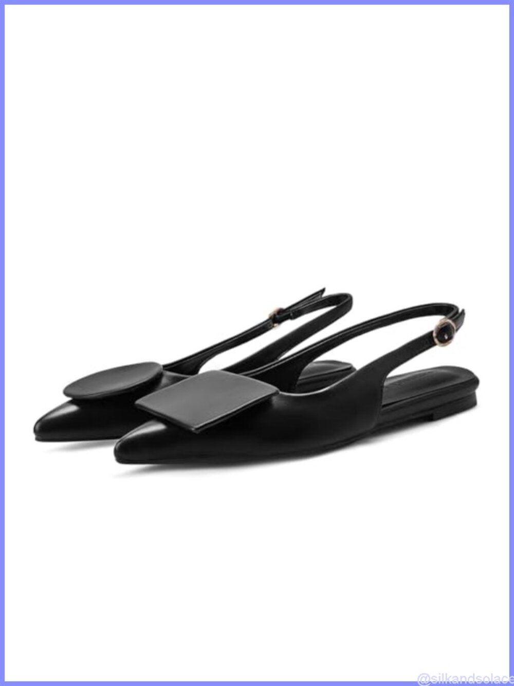 Vertundy Women's Slingback Flats Pointed Toe Buckle Closure Low Heel PU